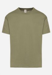 Ciemnozielona Bawełniana Koszulka T-shirt w Stylu Basic Malorisa. Brązowe t-shirty męskie Born2be, l, bez wzorów, z bawełny, bez kołnierzyka. Za 34.99 zł.