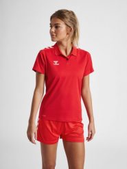 Damska koszulka polo Hummel Functional. Czerwone bluzki sportowe damskie HUMMEL, xl, z dżerseju, bez kołnierzyka, bez ramiączek. Za 159.50 zł.