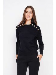 ASSUILI Sweter w kolorze czarnym rozmiar: 42. Czarne swetry klasyczne damskie Assuili, bez kołnierzyka. Za 169.67 zł.