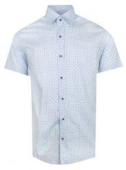 Męska Koszula Typu Casual (Weekendowa) - Pako Jeans - Błękitna w Drobny Wzór. Niebieskie koszule męskie Pako Jeans, l, bez wzorów, z bawełny, bez kołnierzyka, bez ramiączek. Za 169.00 zł.