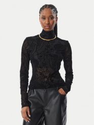 Just Cavalli Bluzka 81PAH617 JS569 Czarny Slim Fit. Czarne bluzki damskie Just Cavalli, s, bez wzorów, z syntetyku, bez ramiączek. Za 594.99 zł.