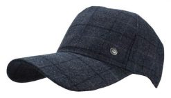 Letnia Męska Czapka z Daszkiem, Full Cap, Granatowa, w Kratę. Niebieskie czapki męskie Pako Jeans, na lato, bez wzorów, z poliesteru. Za 45.00 zł.