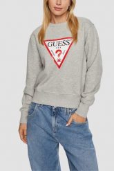 GUESS Szara damska bluza z logo Original Fleece, Rozmiar L. Szare bluzy bez kaptura damskie Guess, l, z materiału. W wyprzedaży za 319.99 zł.