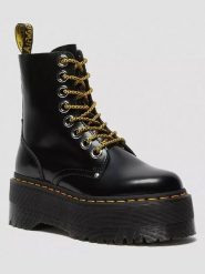 Dr. Martens Skórzane botki w kolorze czarnym rozmiar: 43. Czarne botki damskie Dr. Martens, eleganckie, bez obcasa, na platformie, bez zapięcia. Za 1,030.30 zł.