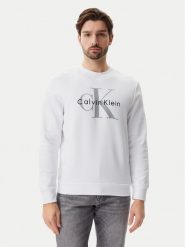 Calvin Klein Jeans Bluza LV040BM801 Biały Regular Fit. Białe bluzy bez kaptura męskie Calvin Klein Jeans, m, z bawełny. Za 199.99 zł.