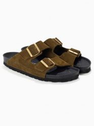 BAYTON Skórzane klapki "Atlas" w kolorze khaki rozmiar: 40. Brązowe klapki damskie Bayton, bez wzorów, bez obcasa. Za 209.95 zł.