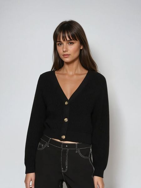 Monki Kardigan w kolorze czarnym rozmiar: XXS. Czarne kardigany damskie Monki, xxs, bez wzorów, z bawełny. Za 44.30 zł.