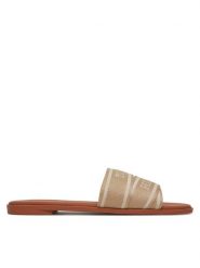 Tommy Hilfiger Klapki Webbing Mule FW0FW08421 Beżowy. Brązowe klapki damskie Tommy Hilfiger, bez wzorów, z materiału, bez obcasa. Za 319.99 zł.