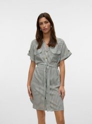 Vero Moda Sukienka w kolorze antracytowo-białym rozmiar: XXL. Białe sukienki damskie Vero Moda, na co dzień, s, bez wzorów, z tkaniny, klasyczne, bez kołnierzyka, bez ramiączek, midi, proste. Za 109.78 zł.