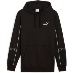 Bluza z kapturem Puma Ess Tape Layout Hoodie. Czarne bluzy sportowe damskie Puma, xl, bez wzorów, z bawełny, bez ramiączek, z kapturem. Za 290.00 zł.