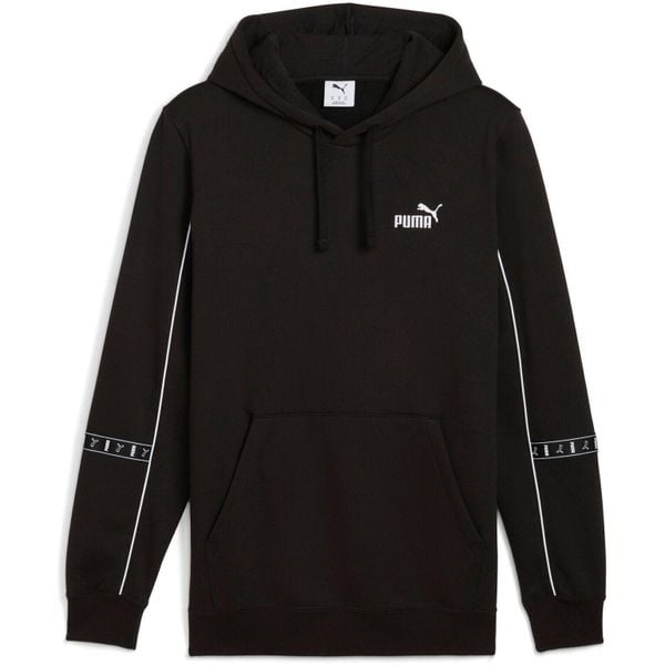 Bluza z kapturem Puma Ess Tape Layout Hoodie. Czarne bluzy sportowe damskie Puma, bez wzorów, z bawełny, bez kołnierzyka, bez ramiączek. Za 210.65 zł.