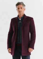Bordowy płaszcz męski z odpinaną stójką. Czerwone płaszcze męskie Pako Lorente, m, z aplikacjami, z jeansu, eleganckie. Za 399.99 zł.