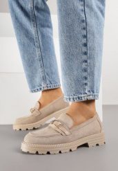 Beżowe Mokasyny Ozdobione Klamrą Wildbluff. Brązowe mokasyny damskie Born2be, z jeansu. Za 99.99 zł.