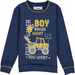 Bluza w kolorze granatowym. Niebieskie bluzy chłopięce Lamino, bez wzorów, z materiału, bez ramiączek, bez kaptura. W wyprzedaży za 49.95 zł.