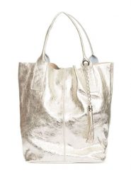 Pia Sassi Skórzana torebka w kolorze złotym - 28 x 25 x 17 cm rozmiar: onesize. Żółte shopper bag damskie Pia Sassi, bez wzorów, z materiału, bez dodatków. Za 295.99 zł.