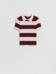 T-shirt z kołnierzykiem - wielobarwny. T-shirty damskie Reserved, l, bez wzorów, z dzianiny, bez kołnierzyka. Za 79.99 zł.