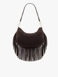 Brązowa torebka boho z frędzlami. Brązowe torebki klasyczne damskie Brawo sp. z o.o., bez wzorów, ze skóry, bez dodatków. Za 249.99 zł.