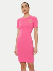 Versace Jeans Couture Sukienka codzienna 78HAOT00 Różowy Slim Fit. Czerwone sukienki damskie Versace Jeans Couture, na co dzień, xl, bez wzorów, z bawełny, bez kołnierzyka, bez ramiączek, proste. Za 389.99 zł.