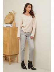 Soft Cashmere Sweter w kolorze beżowym rozmiar: 38/40. Brązowe swetry klasyczne damskie Soft Cashmere, z kaszmiru, z asymetrycznym kołnierzem. Za 104.99 zł.