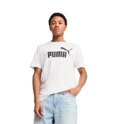 T-shirt Męski Logo ESS No.1. Czarne t-shirty męskie Puma, l, bez wzorów, z bawełny, bez kołnierzyka. Za 124.99 zł.