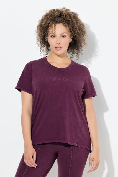 Damskie Koszulka styl vintage klasyczna okrągły dekolt krótki rękaw. Czerwone bluzki sportowe damskie Ulla Popken, plus size, z bawełny, bez kołnierzyka, bez ramiączek. Za 199.99 zł.