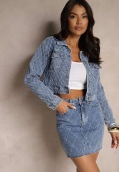 Niebieska Spódnica Jeansowa z Bawełny High Waist Ozdobiona Przetarciami Arionis. Niebieskie spódniczki damskie Renee, l, bez wzorów, z bawełny, młodzieżowe, z podwyższonym stanem, mini. Za 69.99 zł.