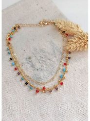 Atelier MIU Pozłacana bransoletka z elementami ozdobnymi na kostkę rozmiar: onesize. Żółte bransoletki damskie atelier MIU, pozłacane. Za 39.99 zł.