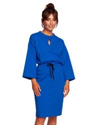 Be Wear Sukienka w kolorze niebieskim rozmiar: M. Niebieskie sukienki damskie Be Wear, m, bez wzorów, bez kołnierzyka, bez ramiączek, mini. Za 154.43 zł.