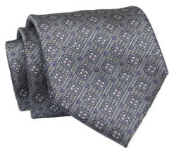 Klasyczny, Szeroki Krawat Męski CHATTIER - Popiel z Fioletowym Akcentem. Szare krawaty i muchy męskie Chattier, bez wzorów, z tkaniny, eleganckie. Za 49.00 zł.