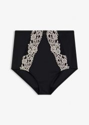 Figi lekko modelujące. Czarne bielizna wyszczuplająca bonprix, z koronki. Za 77.99 zł.