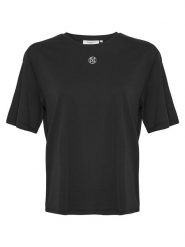 MOSS COPENHAGEN Koszulka "Melea Icon" w kolorze czarnym rozmiar: XS/S. Czarne bluzki damskie MOSS COPENHAGEN, s, bez wzorów, z bawełny, bez kołnierzyka, bez ramiączek. Za 41.69 zł.
