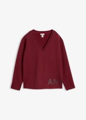Bluza z elastycznej mieszanki bawełny. Czerwone bluzy bez kaptura damskie bonprix, z bawełny. Za 154.99 zł.