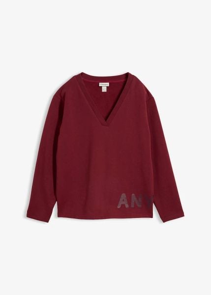 Bluza z elastycznej mieszanki bawełny. Czerwone bluzy bez kaptura damskie bonprix, z bawełny. Za 154.99 zł.