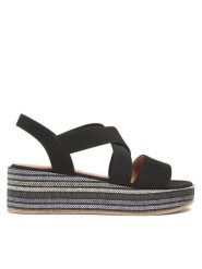Clara Barson Sandały LIVIA WS22127-03 Czarny. Czarne sandały damskie Clara Barson, bez wzorów, z materiału, bez obcasa, na koturnie. Za 129.99 zł.