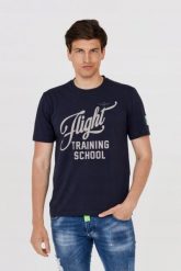 AERONAUTICA MILITARE Granatowy t-shirt męski. Niebieskie t-shirty męskie AERONAUTICA MILITARE, m, bez wzorów, bez kołnierzyka. W wyprzedaży za 239.99 zł.