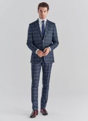 PAKO LORENTE – Granatowe spodnie garniturowe P21WF-6G-032-G. Spodnie wizytowe męskie Pako Lorente, z elastanu. Za 149.99 zł.