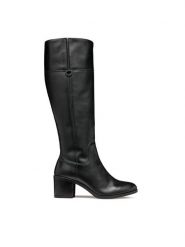 Geox Kozaki D New Asheel D46FSA 00043 C9999 Czarny. Czarne kozaki damskie Geox, ze skóry, bez obcasa, na słupku. Za 899.99 zł.