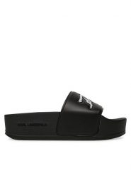 KARL LAGERFELD Klapki Kondo Maxi KL80872 Czarny. Czarne klapki damskie Karl Lagerfeld, bez wzorów, ze skóry, bez obcasa. Za 359.99 zł.