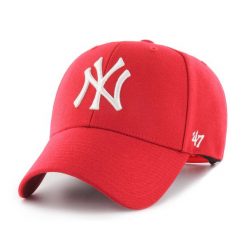 Czapka z daszkiem 47 Brand MLB New York Yankees MVP. Czerwone czapki męskie MAJOR LEAGUE BASEBALL, bez wzorów, sportowe. Za 95.99 zł.