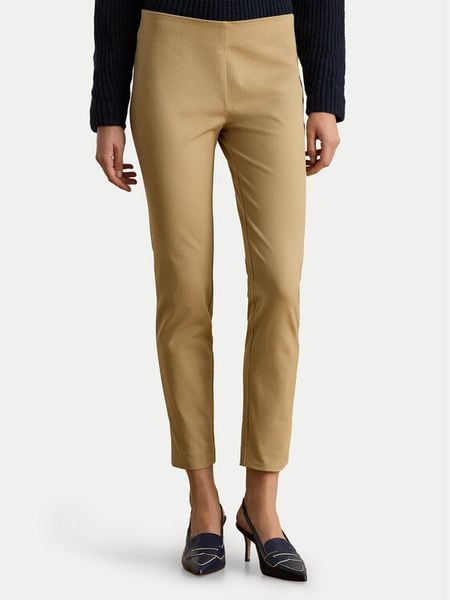 Lauren Ralph Lauren Spodnie materiałowe 200631310018 Beżowy Slim Fit. Brązowe spodnie materiałowe damskie Lauren Ralph Lauren, bez wzorów, z bawełny. Za 419.99 zł.