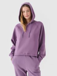 4F Bluza dresowa nierozpinana z kapturem damska - fioletowa XXL. Fioletowe bluzy sportowe damskie 4f, xs, z bawełny. W wyprzedaży za 99.99 zł.