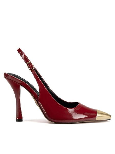 Nine West Szpilki WFA3376-1 Czerwony. Czerwone szpilki Nine West, bez wzorów, ze skóry, bez obcasa. Za 199.99 zł.