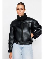 Trendyol Kurtka przejściowa w kolorze czarnym rozmiar: XL. Czarne kurtki damskie Trendyol, xl, bez wzorów, bez kaptura. Za 78.99 zł.