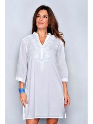 Tarifa Sukienka w kolorze białym rozmiar: XL. Białe sukienki damskie Tarifa, xl, bez wzorów, bez kołnierzyka, bez ramiączek, midi. Za 100.75 zł.