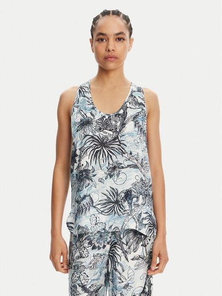 Just Cavalli Top 78PAH640 Niebieski Regular Fit. Niebieskie topy damskie Just Cavalli, bez wzorów, z wiskozy, bez kołnierzyka. Za 419.99 zł.