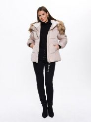 Bébé Kurtka zimowa w kolorze beżowym rozmiar: L. Brązowe kurtki damskie bebe, na zimę, l, bez wzorów, z puchu, bez kaptura. Za 226.77 zł.