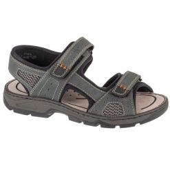 Sandały Rieker Sandals 26156-47 szare. Szare sandały męskie z gumy, z otwartym noskiem, bez zapięcia. Za 368.66 zł.