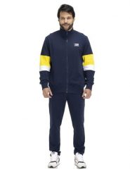 Bluza z pełny zamek błyskawiczny na co dzień. Niebieskie bluzy bez kaptura męskie LEONE 1947 APPAREL, s, z dresówki. Za 231.51 zł.