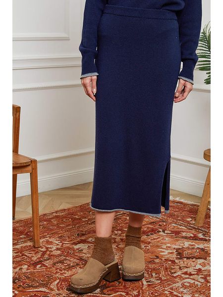 Joséfine Spódnica "Ineska" w kolorze granatowym rozmiar: L. Niebieskie spódniczki damskie Joséfine, l, bez wzorów, z kaszmiru, maxi. Za 126.15 zł.