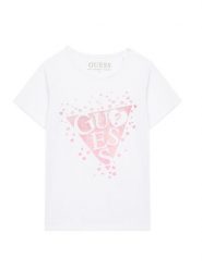 Guess T-Shirt K6RI00 K6YW4 Biały Regular Fit. Białe koszulki dziewczęce Guess, m, z aplikacjami, z bawełny, bez ramiączek. Za 89.99 zł.